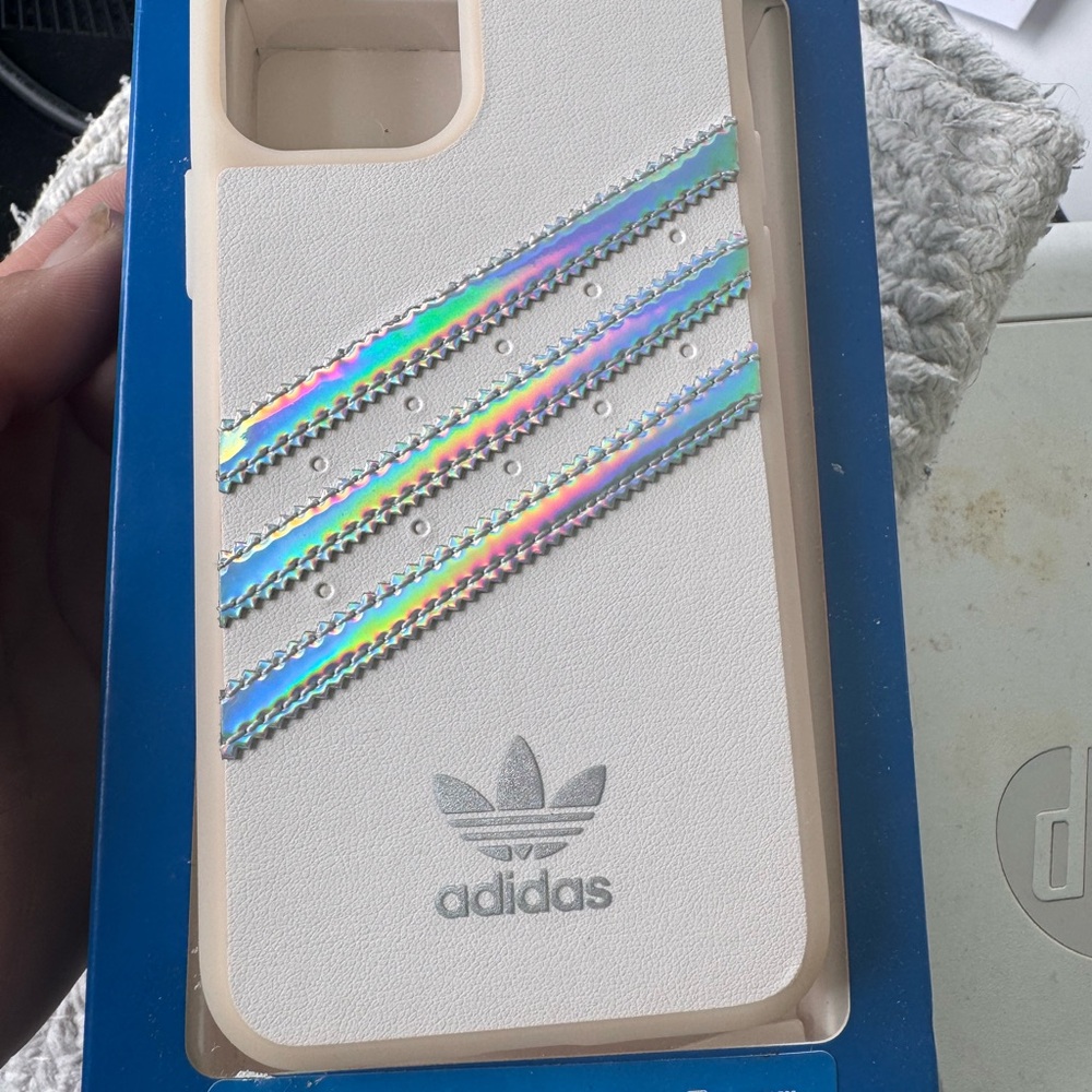 Adidas White and Silver Phone Case